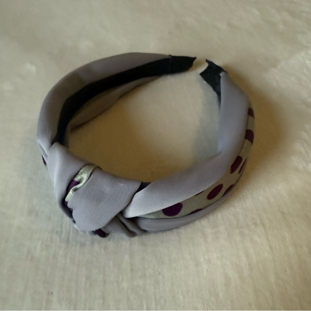 Purple Polka Dot Top-Knot Headband - Picture 1 of 6